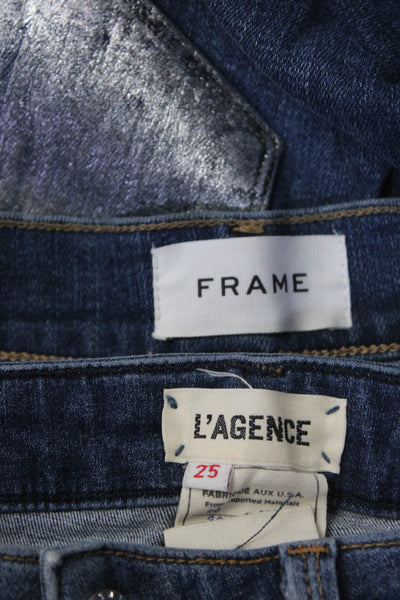 Frame Women's Midrise Five Pockets  Medium Wash Skinny Denim Pant Size 24 Lot 2