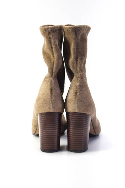 Vince Camuto Womens Round Toe Pull-On Suede Block Heels Ankle Bootie Beige Size