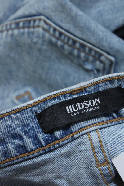 Hudson Womens Cotton Light Wash Fringed Hem Straight Leg Jeans Blue Size EUR28