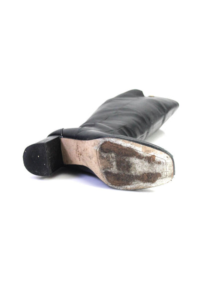 Cole Haan Womens Leather Darted Side Zip Block Heels Mid-Calf Boots Black Size 7