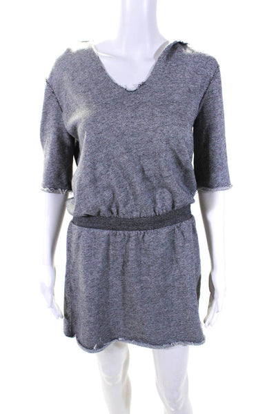 ATM Womens Cotton Terry Short Sleeve Hooded Mini Blouson Dress Light Gray Size M