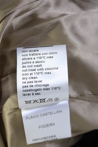 Flavio Castellani Womens Wool Long Sleeve Double Breasted Coat Brown Size 40
