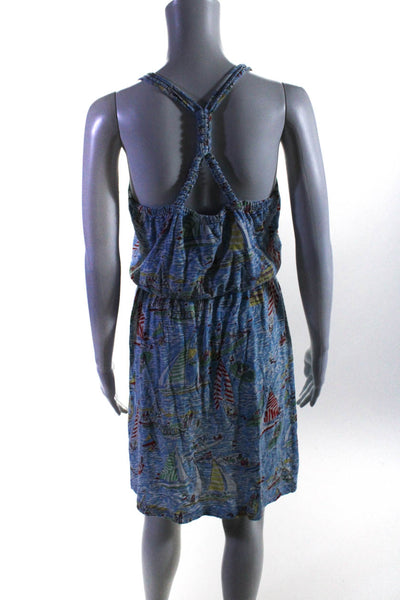 Lily Pulitzer Womens Stretch Cotton Novelty Print Sleeveless Dress Blue Size S