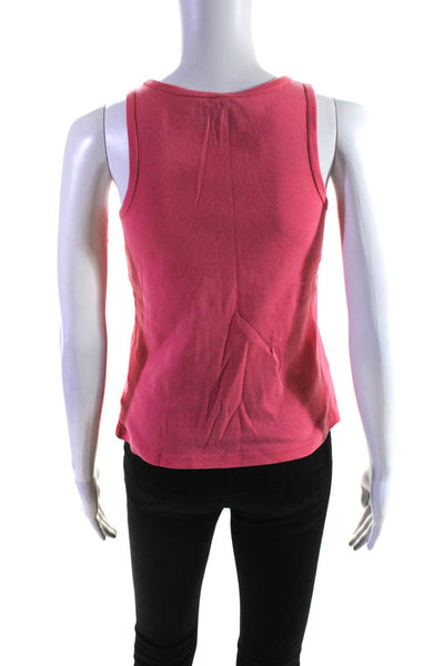 Tory Burch Womens Cotton Embroidered Scoop Neck Pullover Tank Top Pink Size S