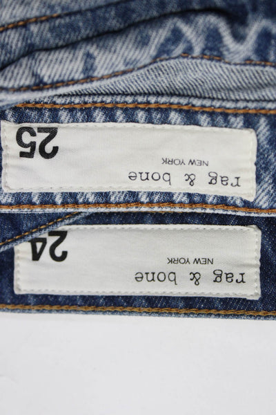 Rag & Bone Womens Cotton Distress Button Tapered Leg Jeans Blue Size 24 25 Lot 2