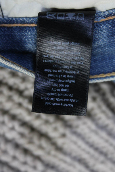 Rag & Bone Womens Cotton Medium Washed Distress Straight Jeans Blue Size EUR26
