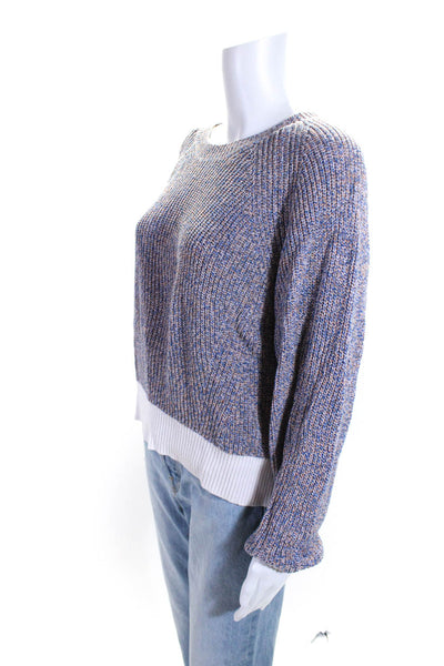 Rag & Bone Womens Cotton Spotted Print Texture Long Sleeve Sweater Purple Size M