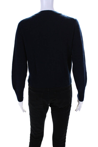 J Crew Women's Crewneck Long Sleeves Cashmere Sweater Navy Blue Size S