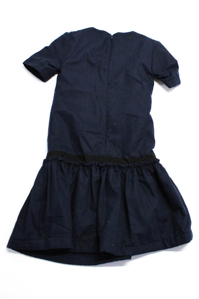 Trussardi Childrens Girls Short Sleeves A Line Dress Navy Blue Size 14