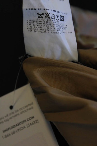 GF Ferre Womens Cotton Plant Print Notch Collar Blazer Jacket Brown Size 24/38