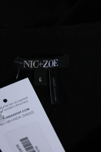 Nic + Zoe Womens Black High Rise Pull On Straight Leg Dress Pants Size 6
