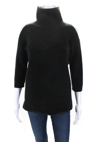 D. Exterior Womens Mock Neck Cold Shoulder Long Sleeve Knit Top Gray Size S