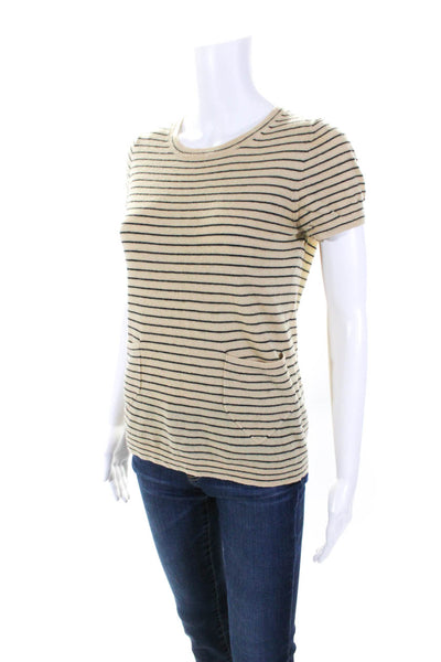 APC Womens Cashmere Short Sleeve Striped T shirt Beige Size S