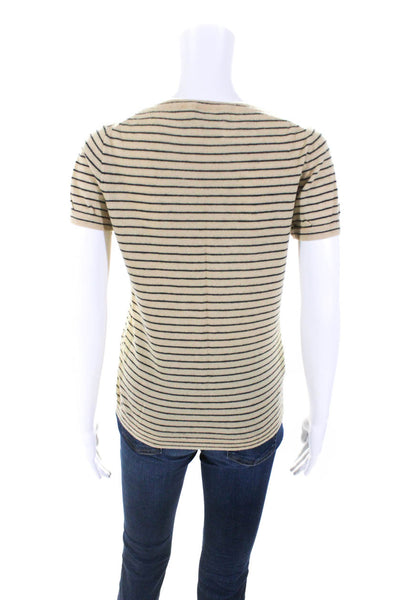 APC Womens Cashmere Short Sleeve Striped T shirt Beige Size S