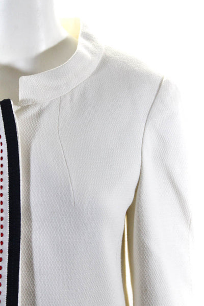 Dolce and Gabbana Womens Cotton Striped Snap Button Blazer White Size EUR44