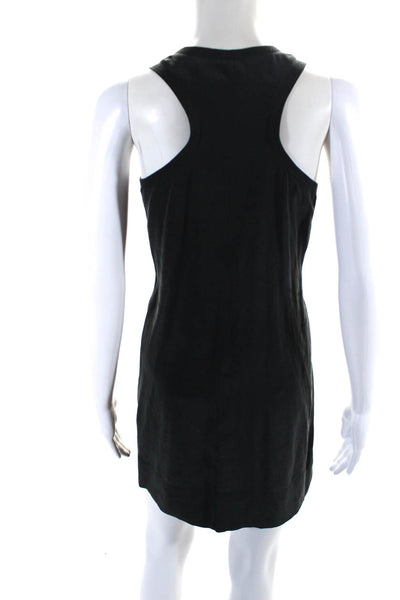 Joie Womens Silk Ribbed Trim Scoop Neck Sleeveless Shift Dress Black Size S