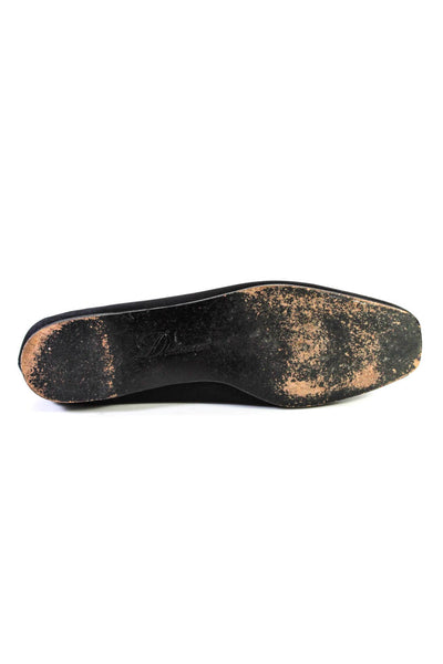 Dolman Satin Ruffled Edge Flat Heel Slip On Ballet Flats Black Size 6.5US