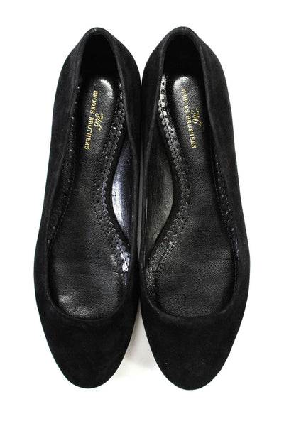 346 Brooks Brothers Womens Suede Flat Heel Slip On Flats Black Size 6.5US