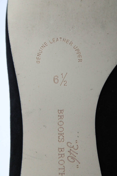 346 Brooks Brothers Womens Suede Flat Heel Slip On Flats Black Size 6.5US