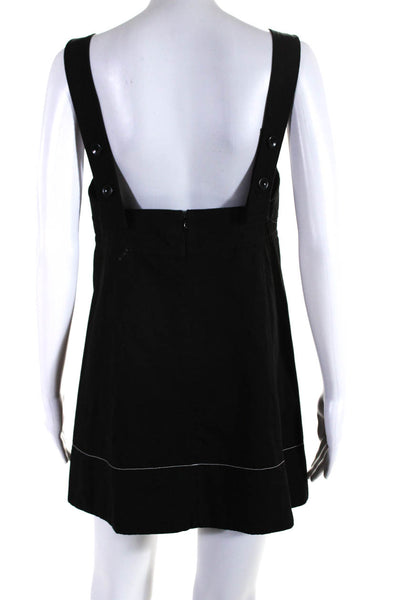 Proenza Schouler Women's V-Neck Sleeveless Pockets Mini Dress Black Size 4