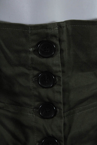 ALC Women's Paper Bag Waist Belt Button Closure Straight Leg Pant Green Size 2