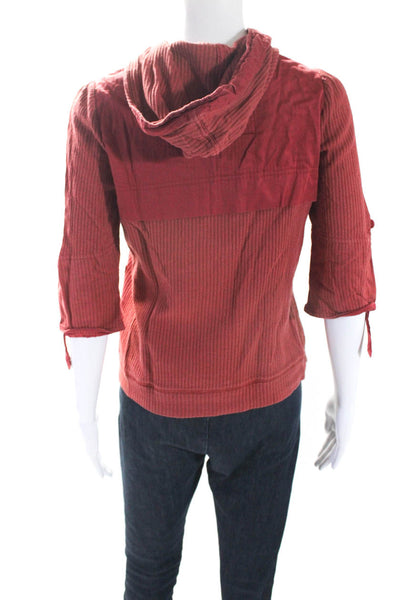 Marc By Marc Jacobs Womens Red Waffle Knit Cotton Zip Long Sleeve Hoodie Size S