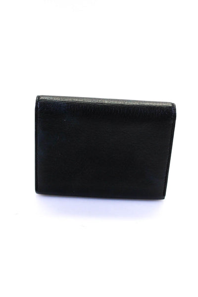 Yu Mei Womens Nappa Leather Press-Stud Front Flap Envelope Card Wallet Black