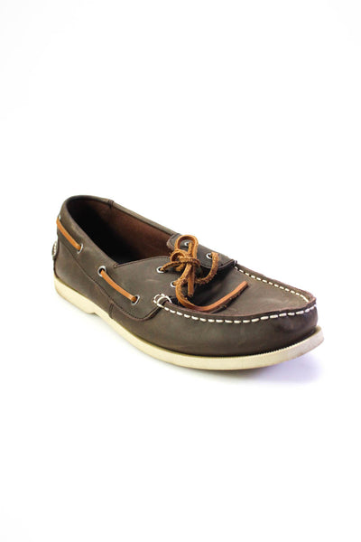 J Crew Men's Round Toe Leather Lace Up Boat Shoe Brown Size 11
