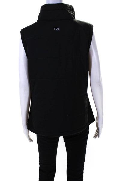 Cutter & Buck Womens Sleeveless Full Zip Quilted Puffer Vest Black Size L