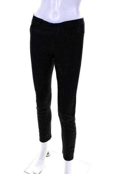 Vince Womens Leather Zippered Accent Mid Rise Slim Fit Skinny Pants Black Size 2