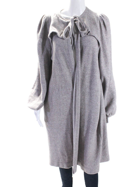 Warm womens Cotton Blend Long Sleeve Longline Cardigan Sweater Gray Size S