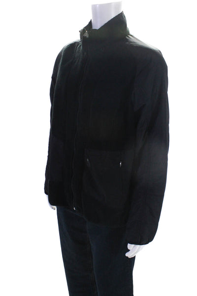 Fire + Ice Mens Solid Black Fleece Mock Neck Zip Long Sleeve Jacket Size XL