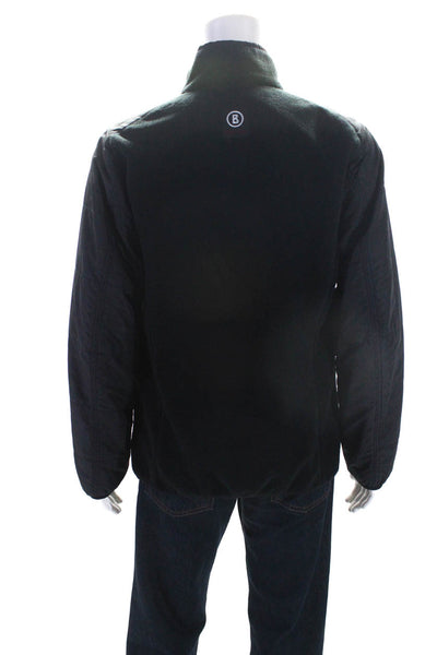 Fire + Ice Mens Solid Black Fleece Mock Neck Zip Long Sleeve Jacket Size XL