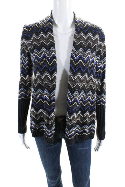 Nic + Zoe Womens Cotton Knit Zig Zag V-Neck Sweater Cardigan Multicolor Size PM