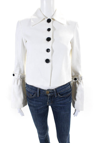 Robert Rodriguez Womens Cotton Collared Button Up Blouse Top White Size 2