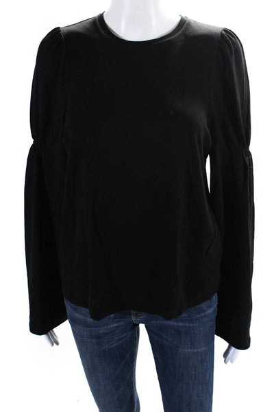 Arket Womens Stretch Round Neck Long Sleeve Pullover Blouse Top Black Size S