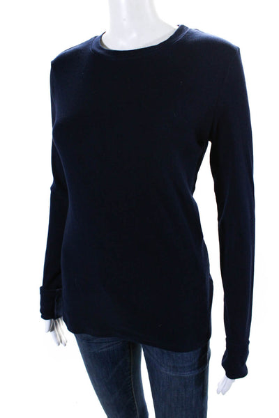 Agolde Womens Stretch Round Neck Long Sleeve Pullover Sweater Top Navy Size S