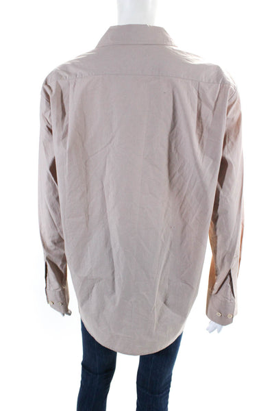 Jenni Kayne Womens Cotton Long Sleeve Button Up Blouse Top Brown Size XS