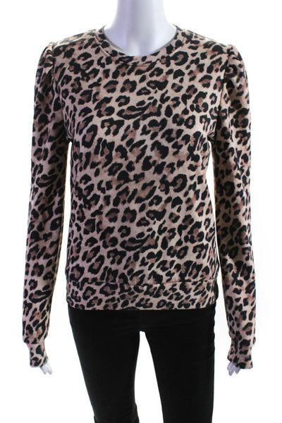 Generation Love Womens Cotton Blend Animal Print Sweatshirt Top Brown Size S