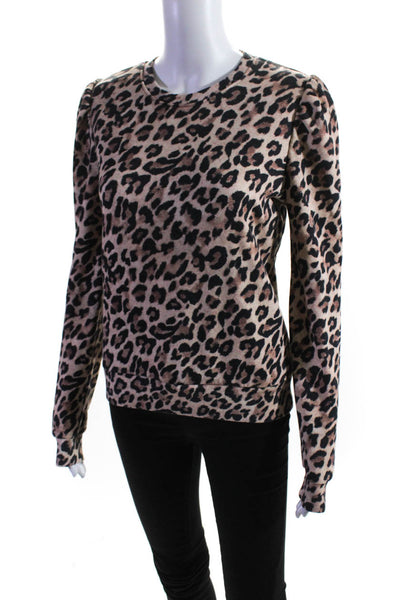 Generation Love Womens Cotton Blend Animal Print Sweatshirt Top Brown Size S