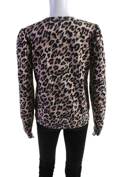 Generation Love Womens Cotton Blend Animal Print Sweatshirt Top Brown Size S