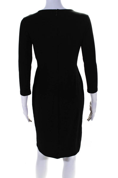 Barami Womens Long Sleeve V Neck Mesh Panel Pencil Dress Black Size S