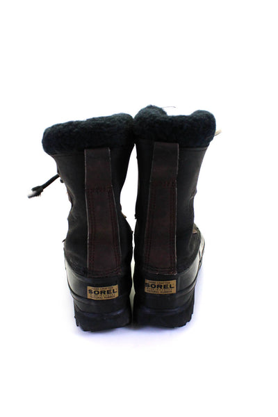 Sorel Womens Black Fuzzy High Top Lace Up Duck Boots Shoes Size 7