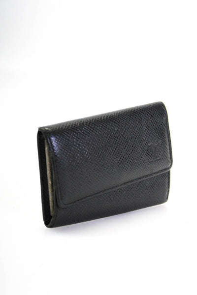 Louis Vuitton Women's Trifold Keychain Money Clip Taiga Leather Wallet Black Siz