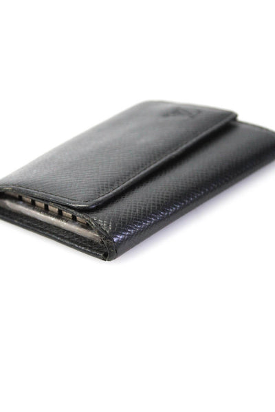 Louis Vuitton Women's Trifold Keychain Money Clip Taiga Leather Wallet Black Siz