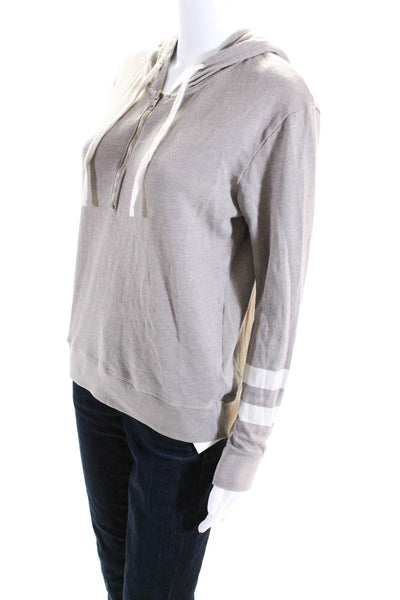 Sundry Womens Full Zipper Long Sleeves Hoodie Beige Cotton Size 2