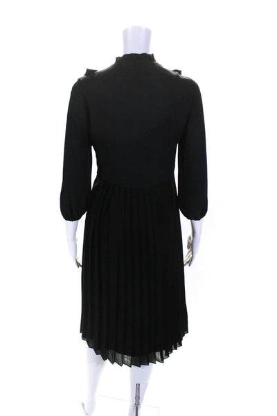 Love Paris Paris Womens Long Sleeved High Neck Buttoned Dress Black Size 34