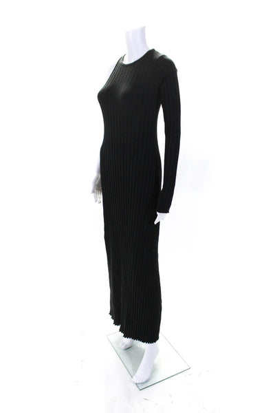 Simon Miller Round Beck One Sleeves Ribbed Sweater Maxi Dress Black Size S