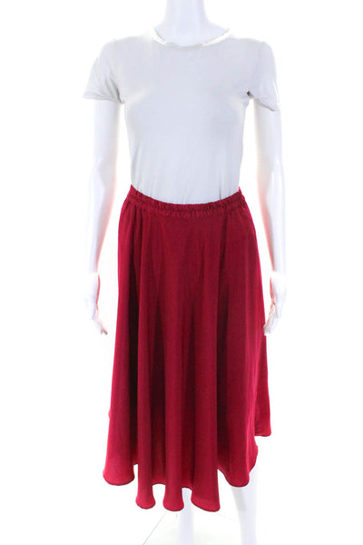 Xirena Women's Elastic Waist Asymmetrical Flare Lined Maxi Skirt Red Size S