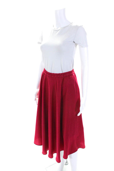 Xirena Women's Elastic Waist Asymmetrical Flare Lined Maxi Skirt Red Size S